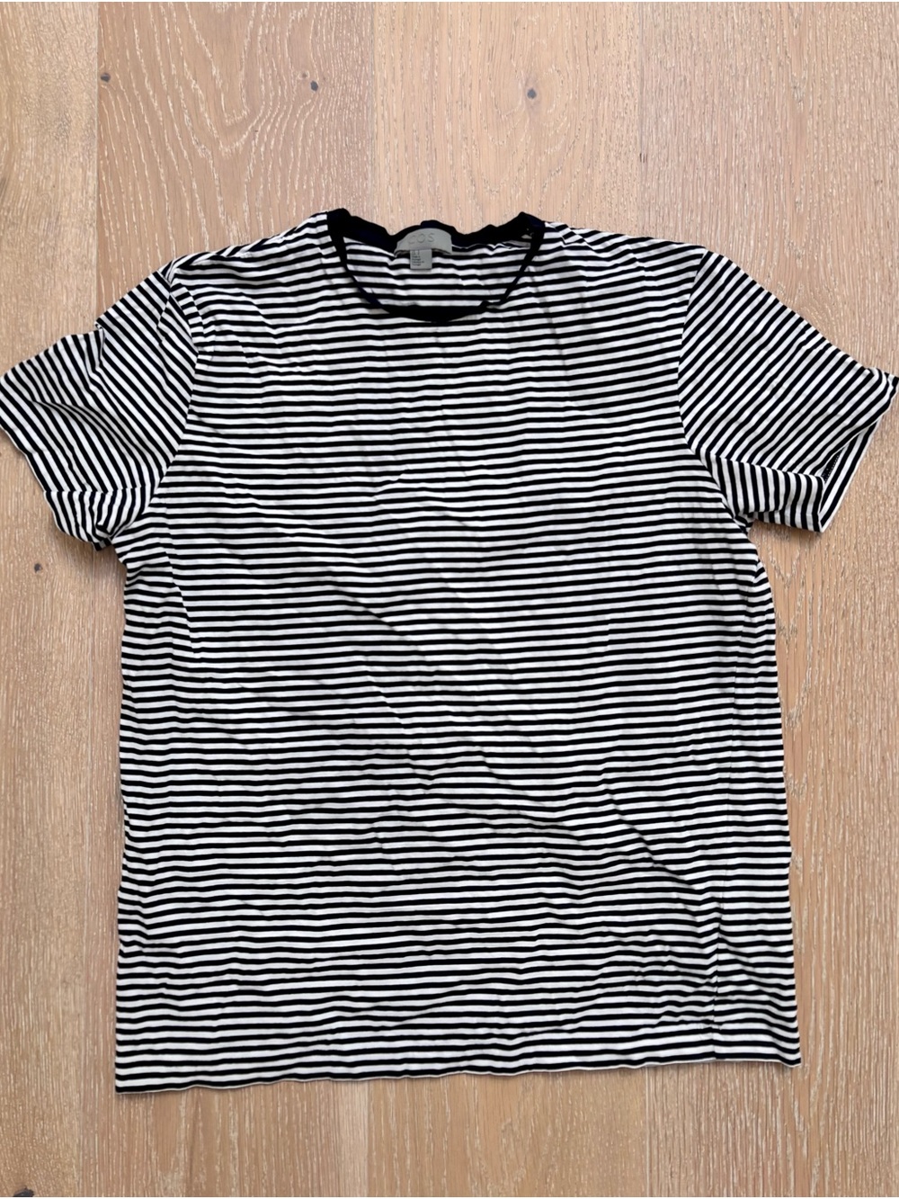 COS Black & White Striped Short Sleeve Tee - 💯 cotton